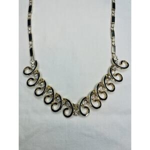Vintage Jewelry Signed SARAH COVENTRY Clear Rhinestone gold Tone Necklace 16”